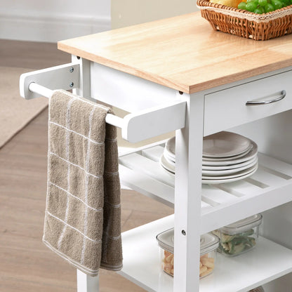 Kitchen Cart on Wheels, Embossed Door Panel, Storage Drawer, White Kitchen Islands & Kitchen Carts at Gallery Canada