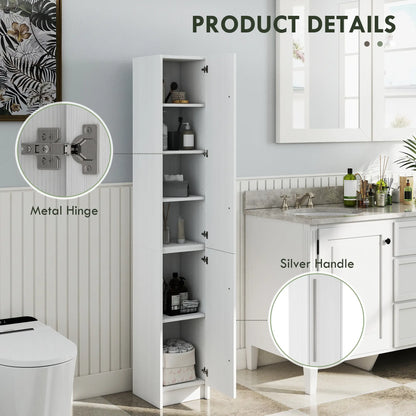 Tall Bathroom Storage Cabinet, Adjustable Shelves, Wood Grain, White Bathroom Cabinets at Gallery Canada