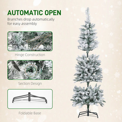 6ft Flocked Christmas Tree, Dual Colour LED Light, 11 Modes, Easy Assembly, Dual Colour Flocked Christmas Trees at Gallery Canada