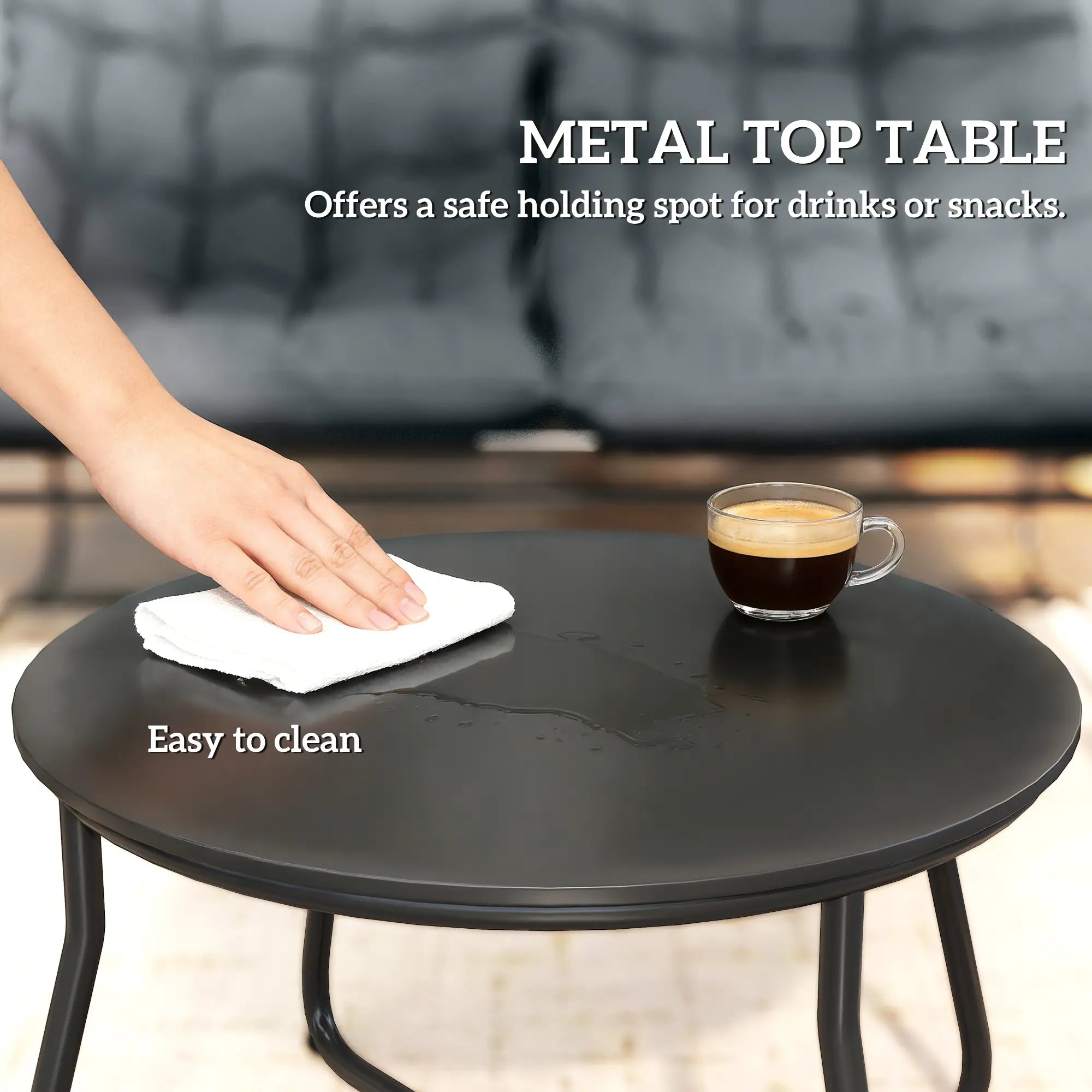 4 Piece Patio Furniture Set, Loveseat, Chairs, Round Metal Table, Cushions, Grey Patio Furniture Sets at Gallery Canada