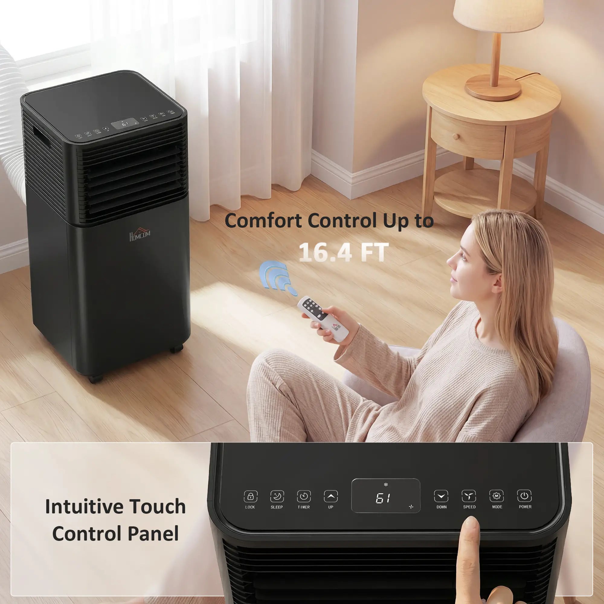 10000 BTU Portable Air Conditioner, Fan, Dehumidifier, Remote, 24H Timer, Black Air Conditioner at Gallery Canada