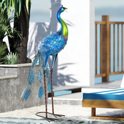 Peacock Garden Statue, 32.7" Navy Blue, Lawn Ornament Bird Statue With Stakes, Navy Blue Garden Decor at Gallery Canada