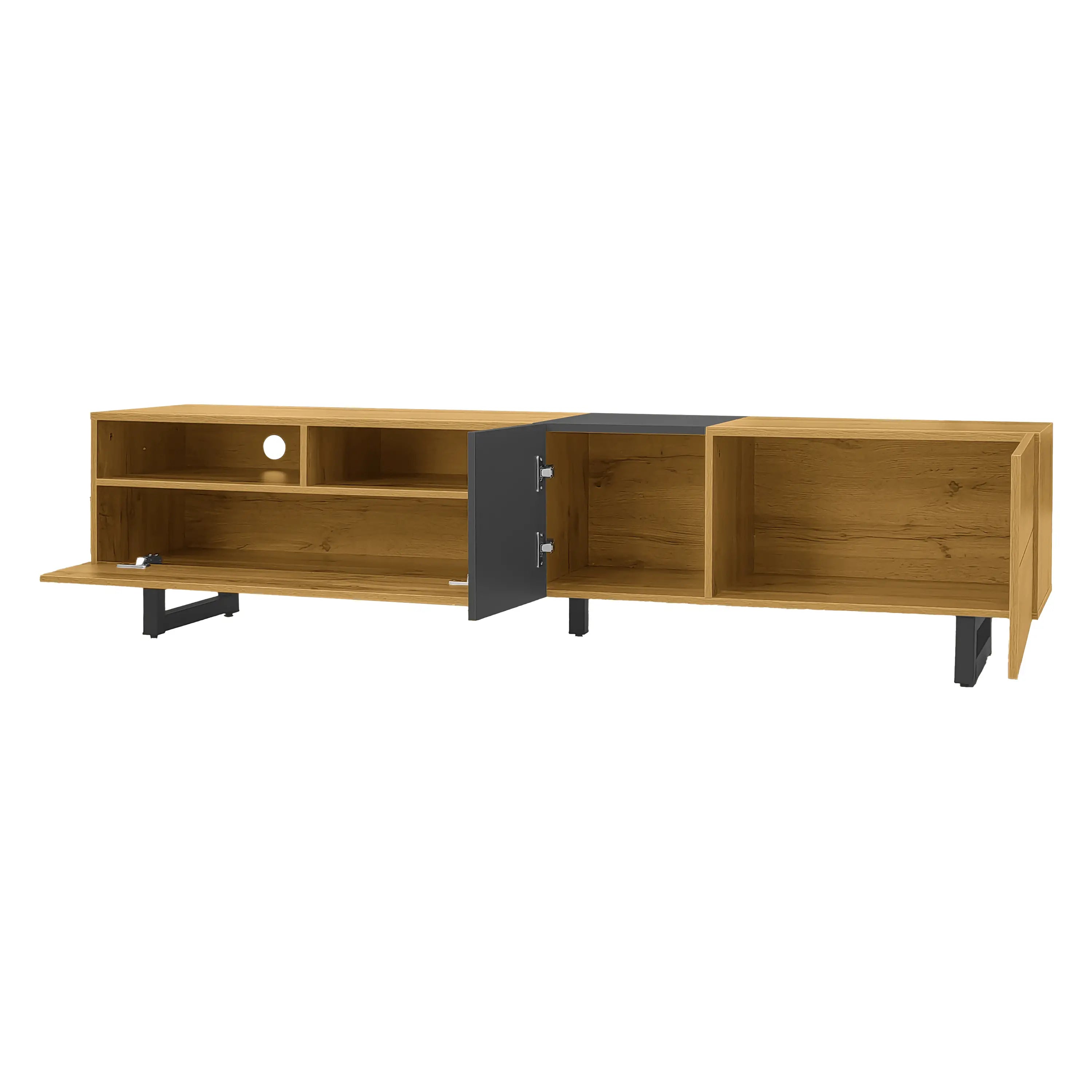 TV Stand, U-Shaped Metal Legs, 3 Doors, 2 Compartments, 67