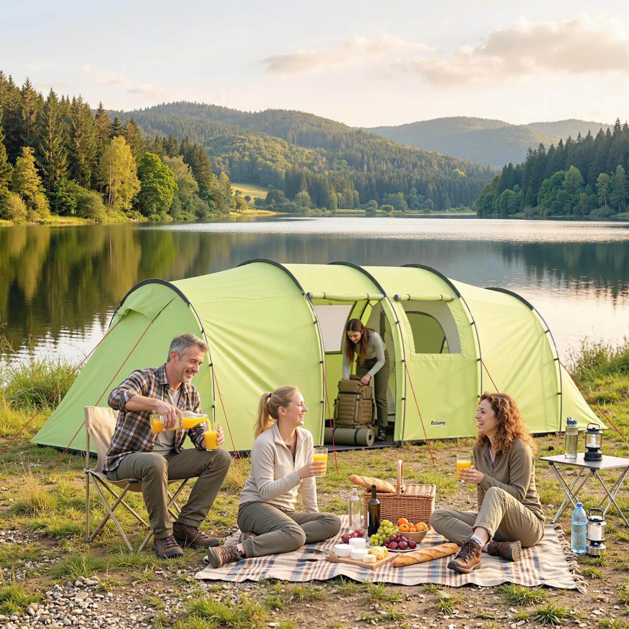 6 Person Camping Tent With Porch, 2 Bedroom Living Room, Light Green Camping Tents at Gallery Canada