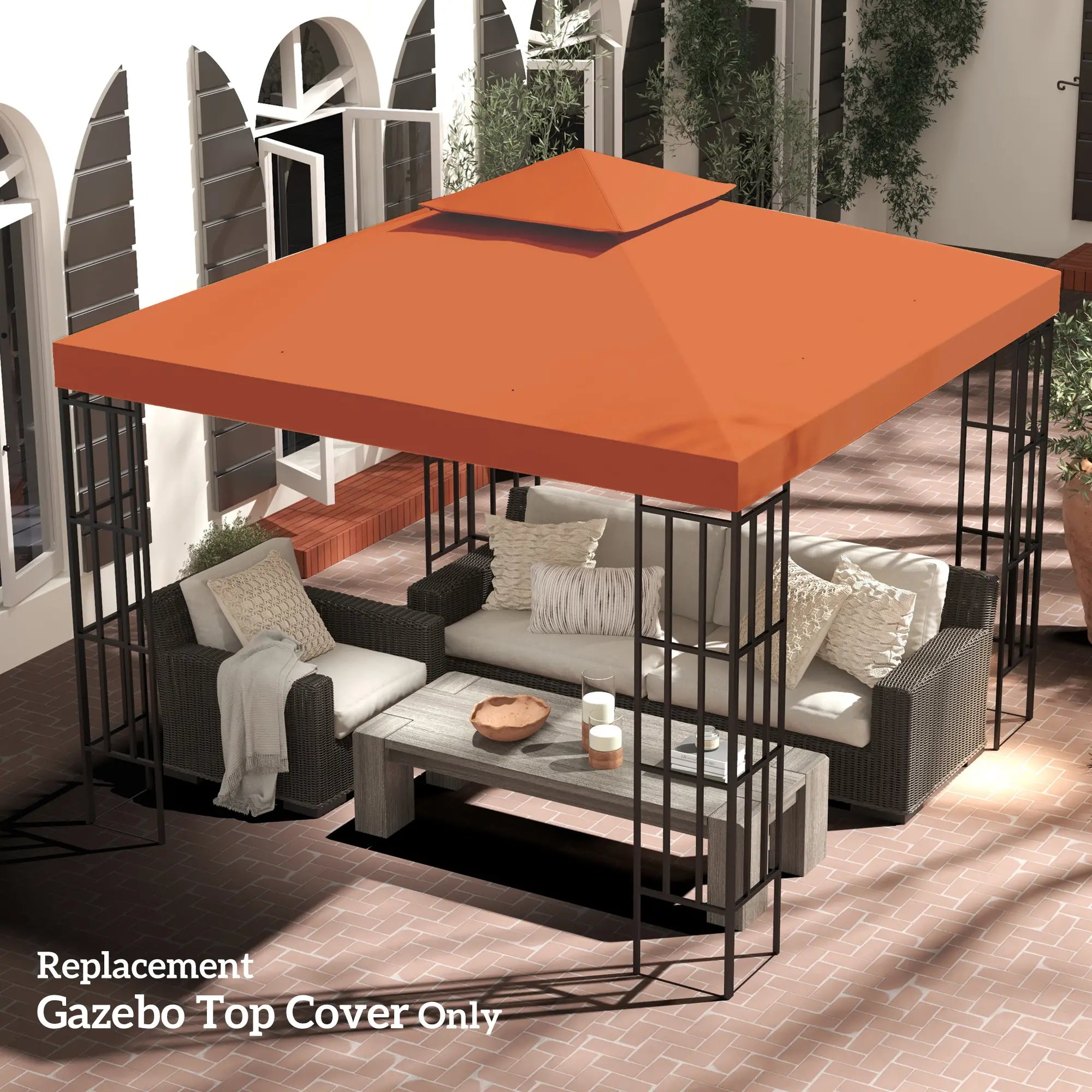 10' x 10' Square 2-Tier Gazebo Canopy Cover, Rust Red Gazebo Canopy Replacement at Gallery Canada