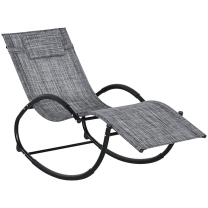 Outdoor Rocking Chair, Zero Gravity Rocker with Mesh Seat, Padded Pillow, Grey Outdoor Rocking Chairs at Gallery Canada
