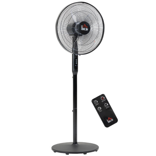 Floor Standing Fan with Remote Control, Oscillating, LED Screen, Stand Up Cooling Fan, Tall Pedestal Electric Fan for Home Bedroom, Black - Gallery Canada