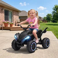 VTT pour enfants 12V, doubles moteurs, suspension arrière, 2,2 MPH, roues lumineuses, noir
