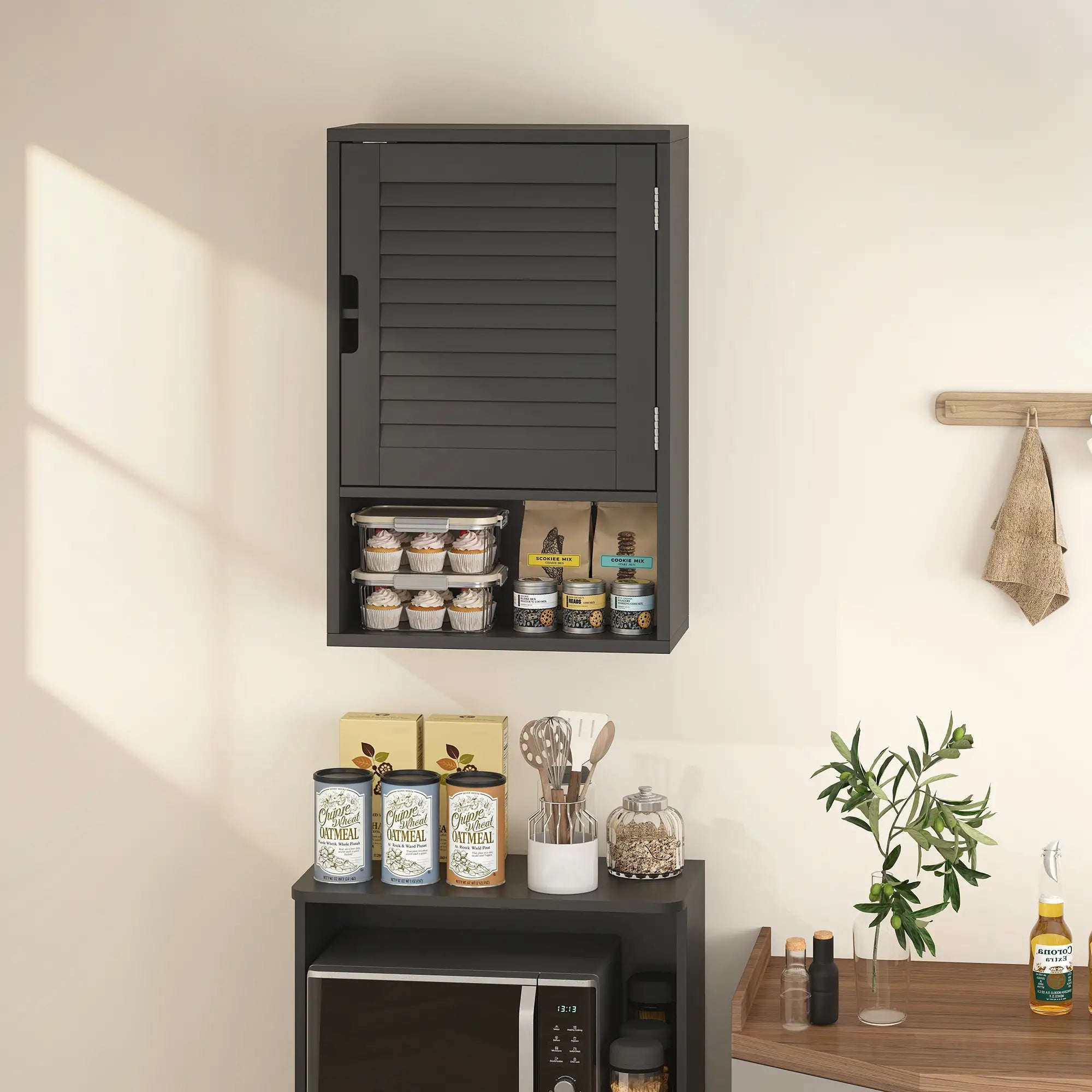 Wall Mounted Bathroom Cabinet, Adjustable Shelves, 40 x 20 x 60 cm, Black Wall Mounted Cabinets at Gallery Canada