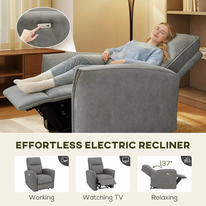 Fabric Recliner Chair, USB Ports, Footrest, Grey Sofas & Reclining Chairs at Gallery Canada