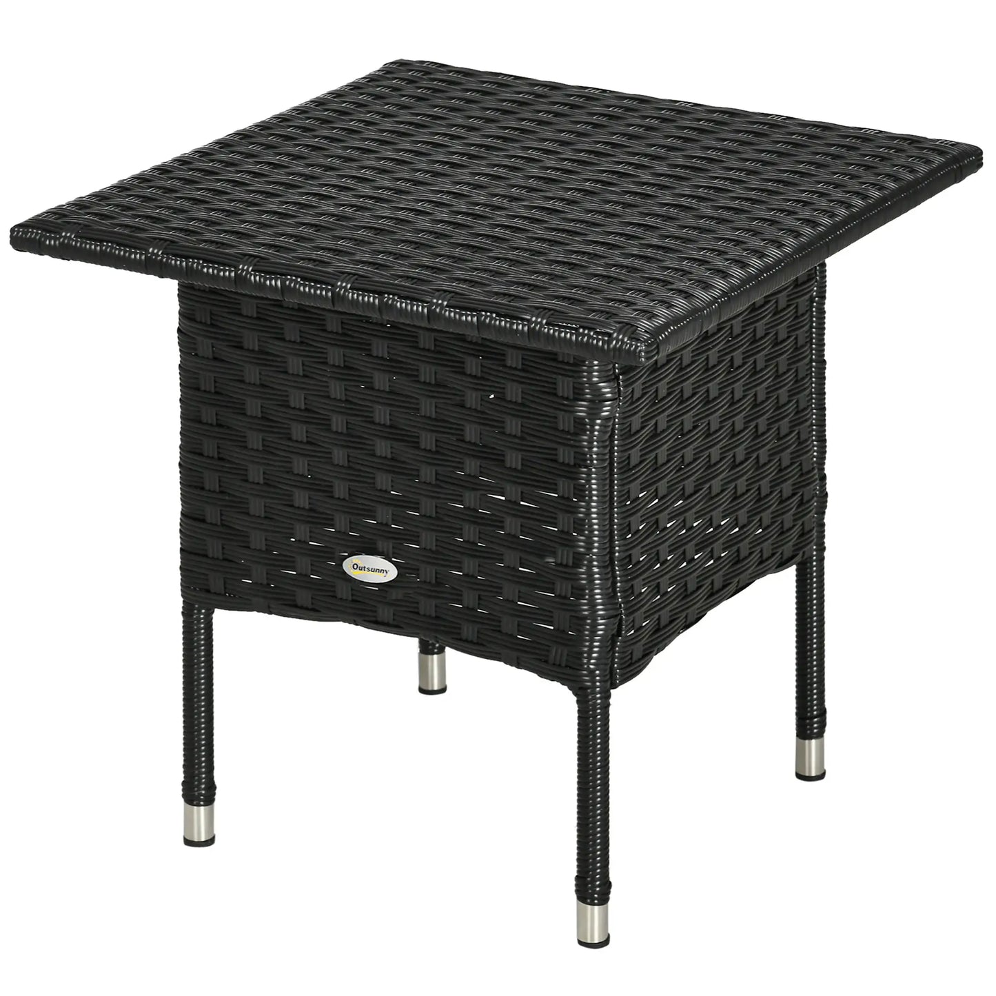 20" Outdoor Wicker Coffee Table, Plastic Board, Black Patio Dinning Tables Black at Gallery Canada