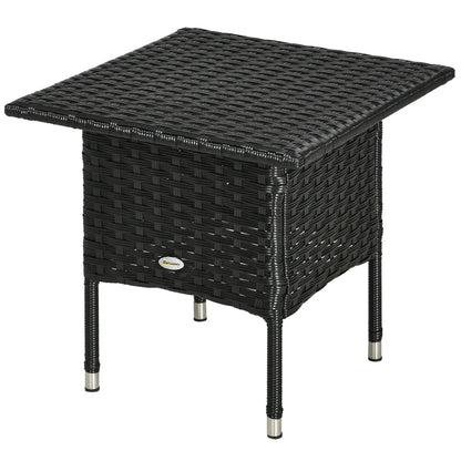20" Outdoor Wicker Coffee Table, Plastic Board, Black Patio Dinning Tables Black at Gallery Canada