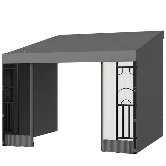 10' x 10' Wall Pergola, Outdoor Gazebo With Curtains, Dark Grey Pergolas Dark Grey at Gallery Canada