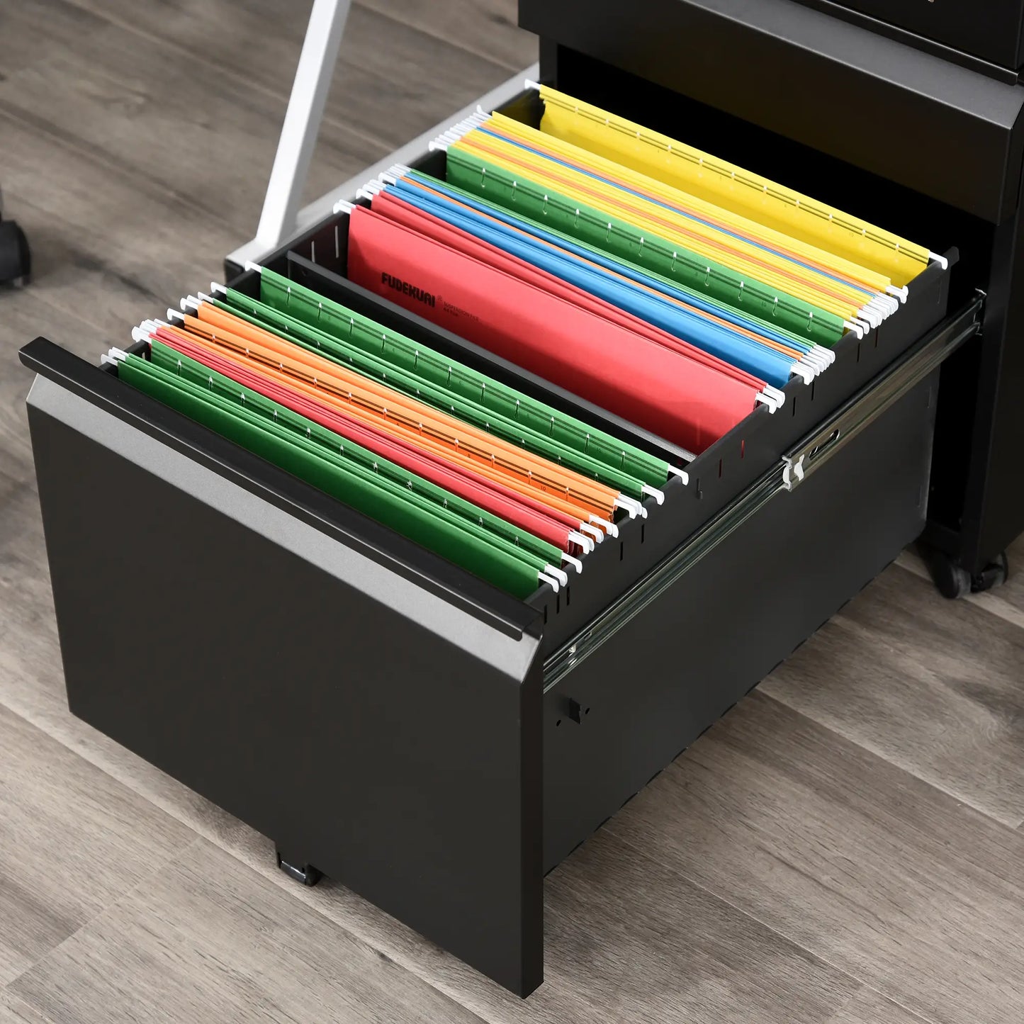 3 Drawer Lockable Filing Cabinet on Wheels, Legal Letter A4, Black Office Cabinets & Cupboards at Gallery Canada