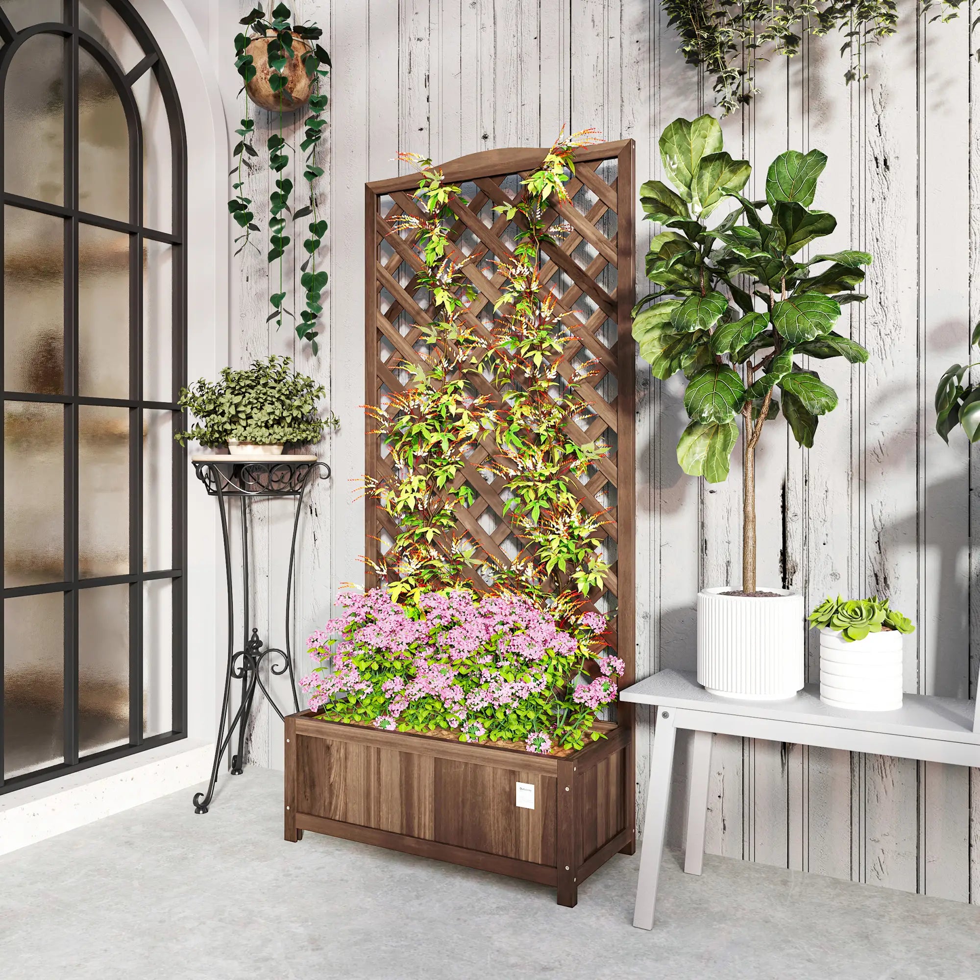Wood Planter With Trellis, Raised Garden Bed, 30