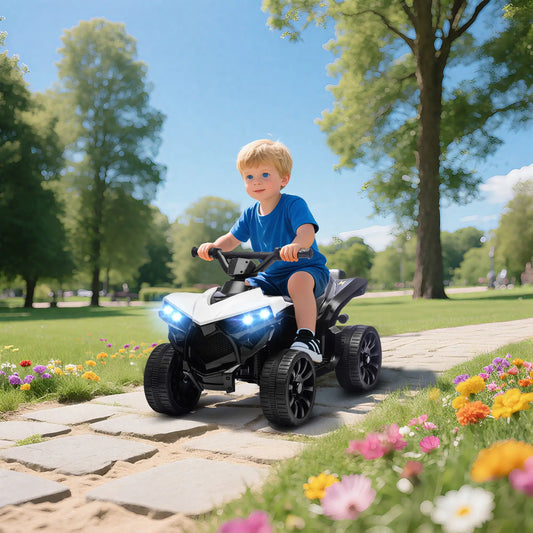 6V Kids ATV, 4 Wheeler Ride On Car, White Electric Ride-On Toys Black, White at Gallery Canada