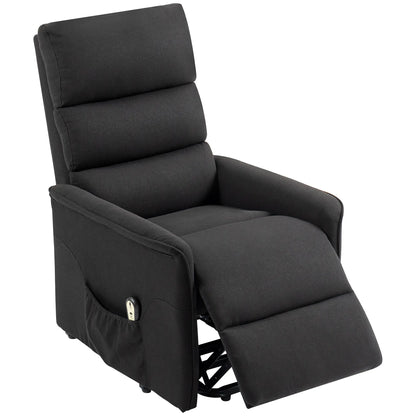 Power Lift Chair Recliner, Remote Control, Side Pockets, Black Sofas & Reclining Chairs Black at Gallery Canada