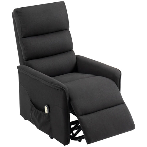Power Lift Chair Recliner, Remote Control, Side Pockets, Black