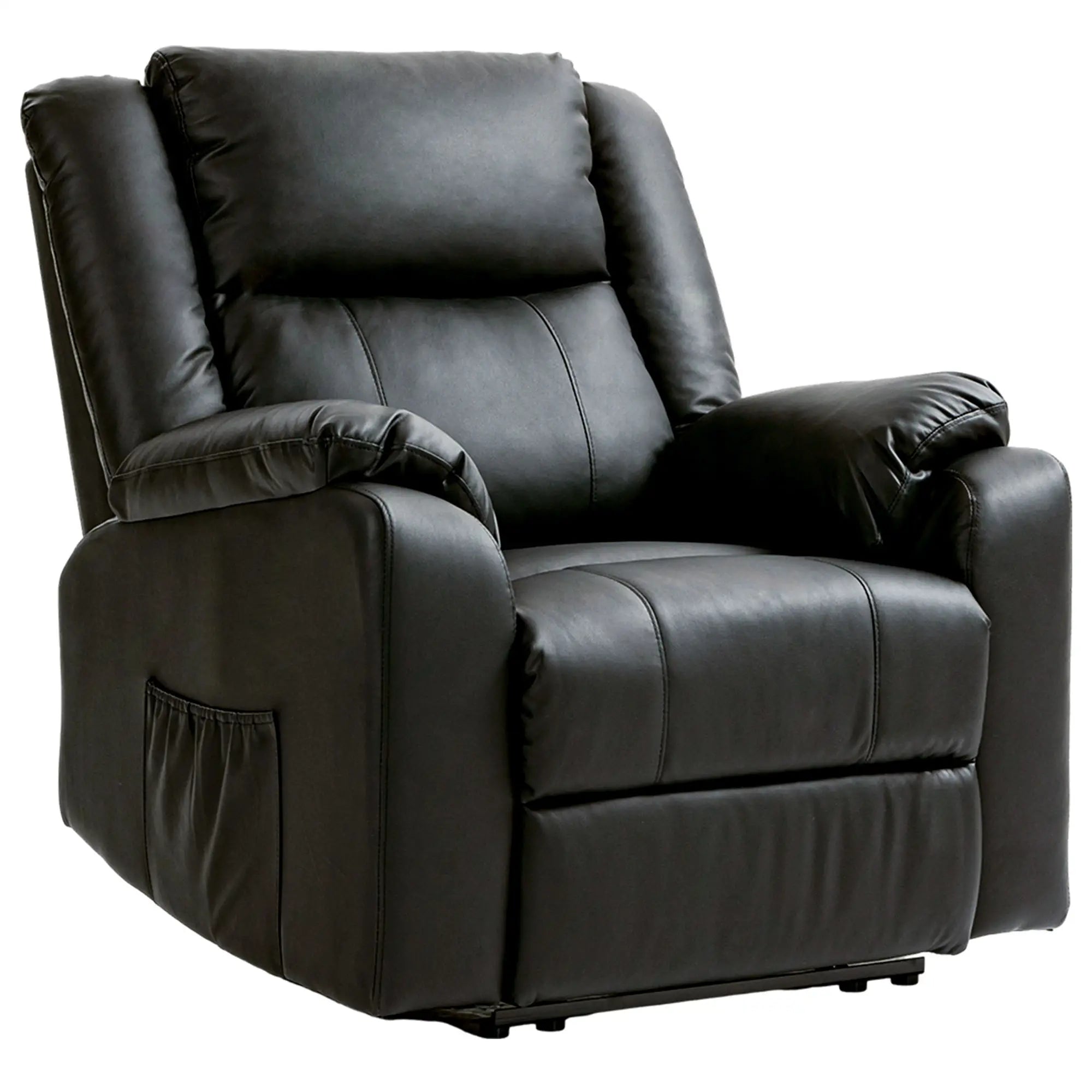 PU Leather Reclining Chair, Recliner Chair for Living Room with Footrest and 2 Side Pockets, Black Single Sofas at Gallery Canada