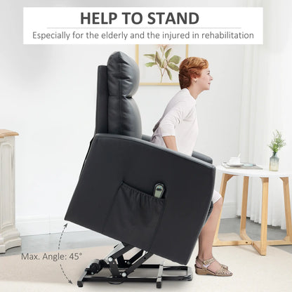 Power Lift Recliner Chair, Remote Control, Side Pocket, Black Electric Power Lift Chairs at Gallery Canada