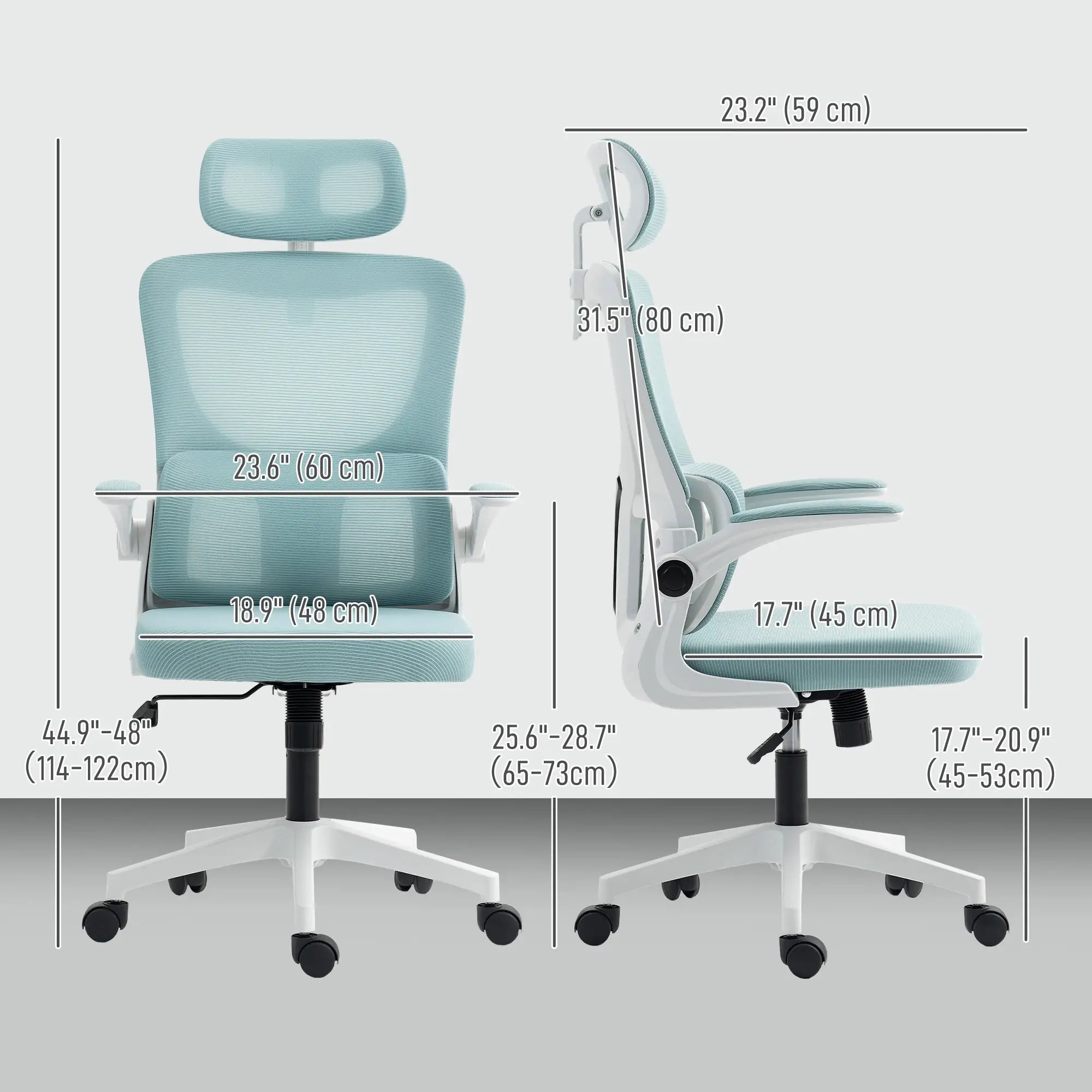 High Back Office Chair, Mesh Computer Chair, Adjustable Height, Light Blue Office Chairs at Gallery Canada