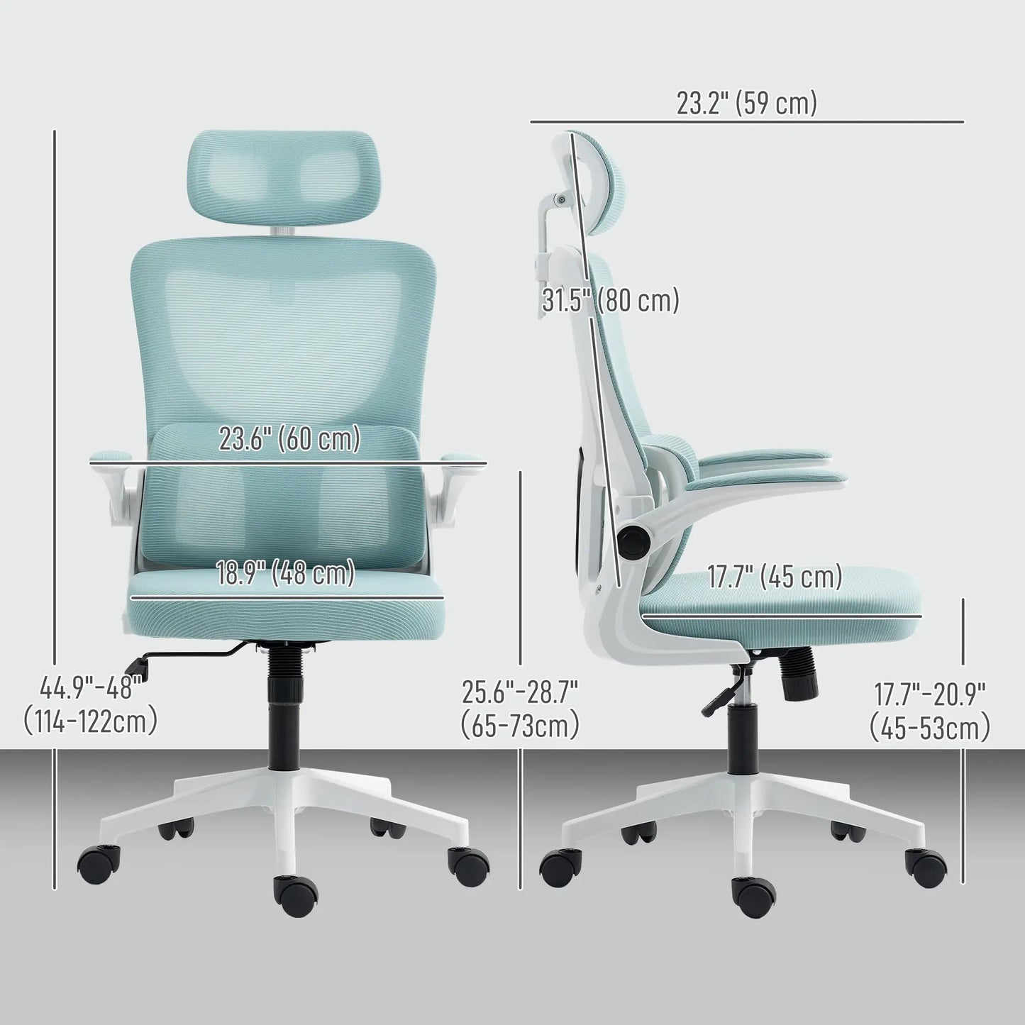 High Back Office Chair, Mesh Computer Chair, Adjustable Height, Light Blue Office Chairs at Gallery Canada