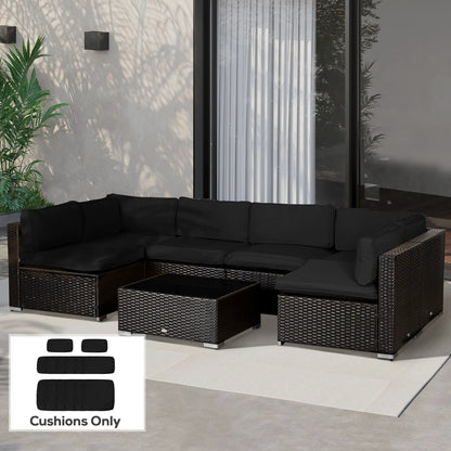 14pc Patio Rattan Sofa Set, Polyester Cover Replacement, Black Patio Chair Cushions at Gallery Canada