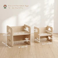 Ensemble de table et chaise pour enfants Montessori, hauteurs à 3 niveaux, naturel