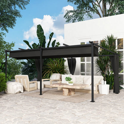 10' x 20' Metal Retractable Pergola Canopy, Outdoor Gazebo UPF30+ Sun Shade Pergolas at Gallery Canada
