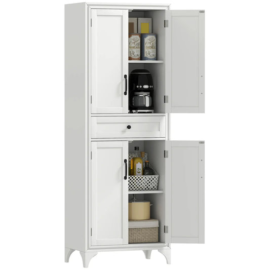 Freestanding Storage Cabinet, Kitchen Pantry with 2 Shelves, 4 Doors Kitchen Pantry Cabinets White at Gallery Canada