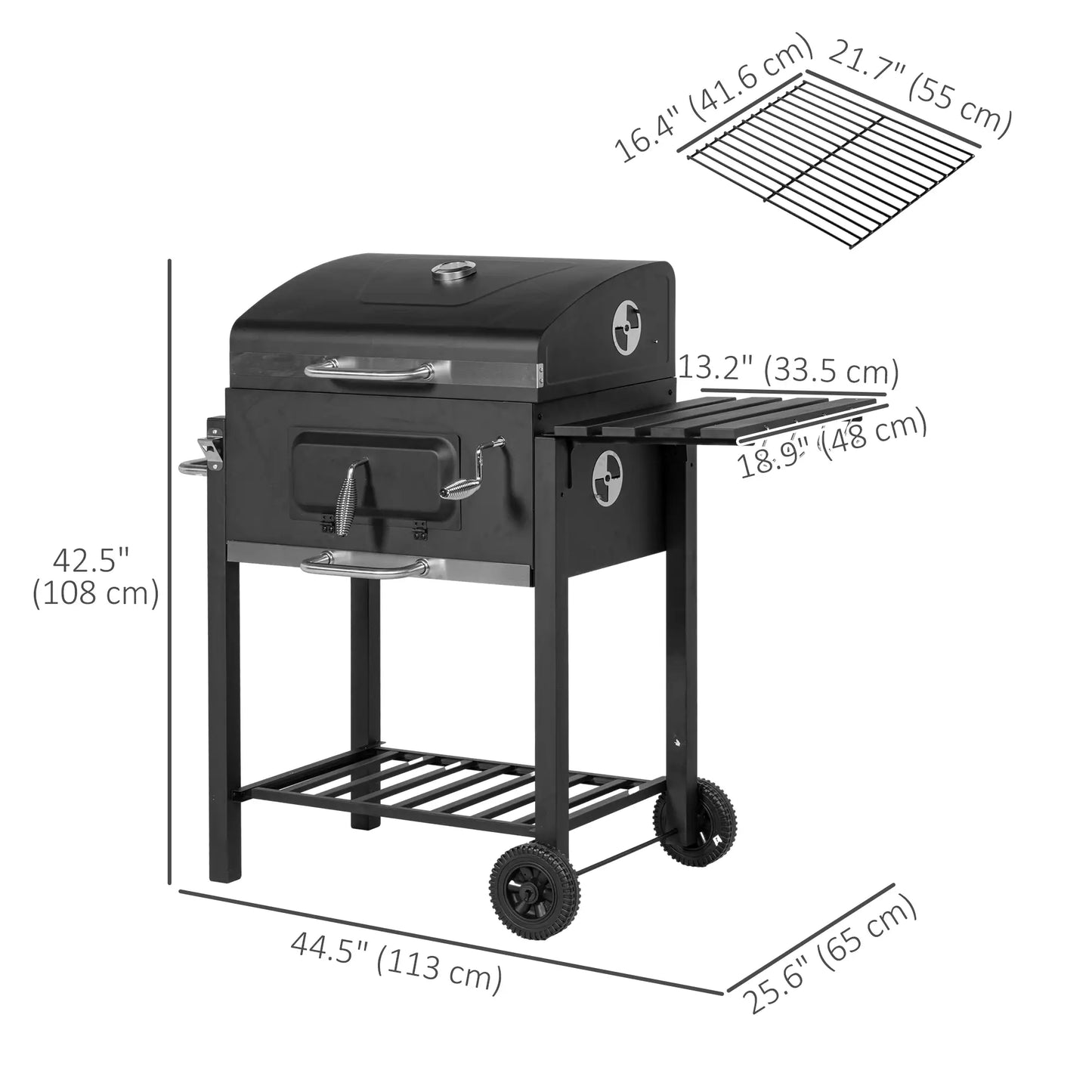 Portable Stainless Steel BBQ Trolley Grill With Wheels, Side Shelf Charcoal BBQ Grils at Gallery Canada