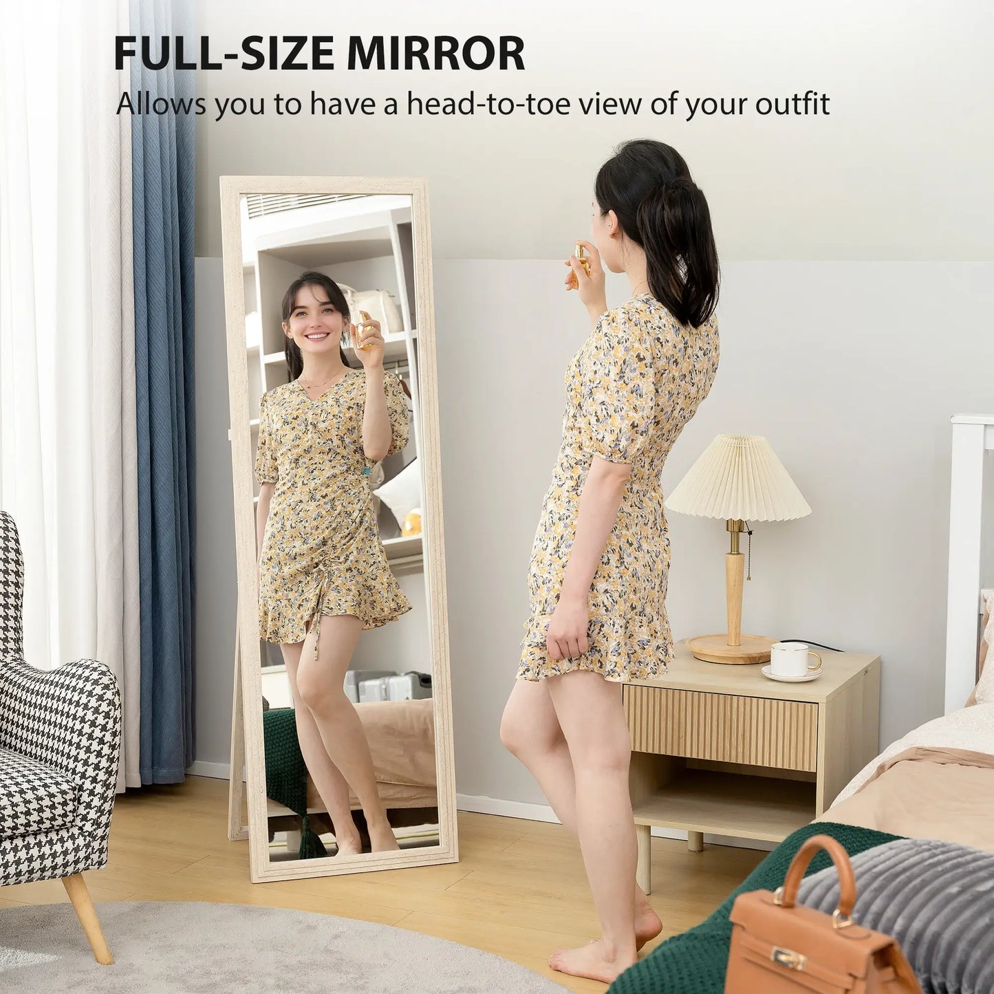 64" x 21" Full Length Mirror, Standing, Wall Mounted, White Full Length Mirrors at Gallery Canada