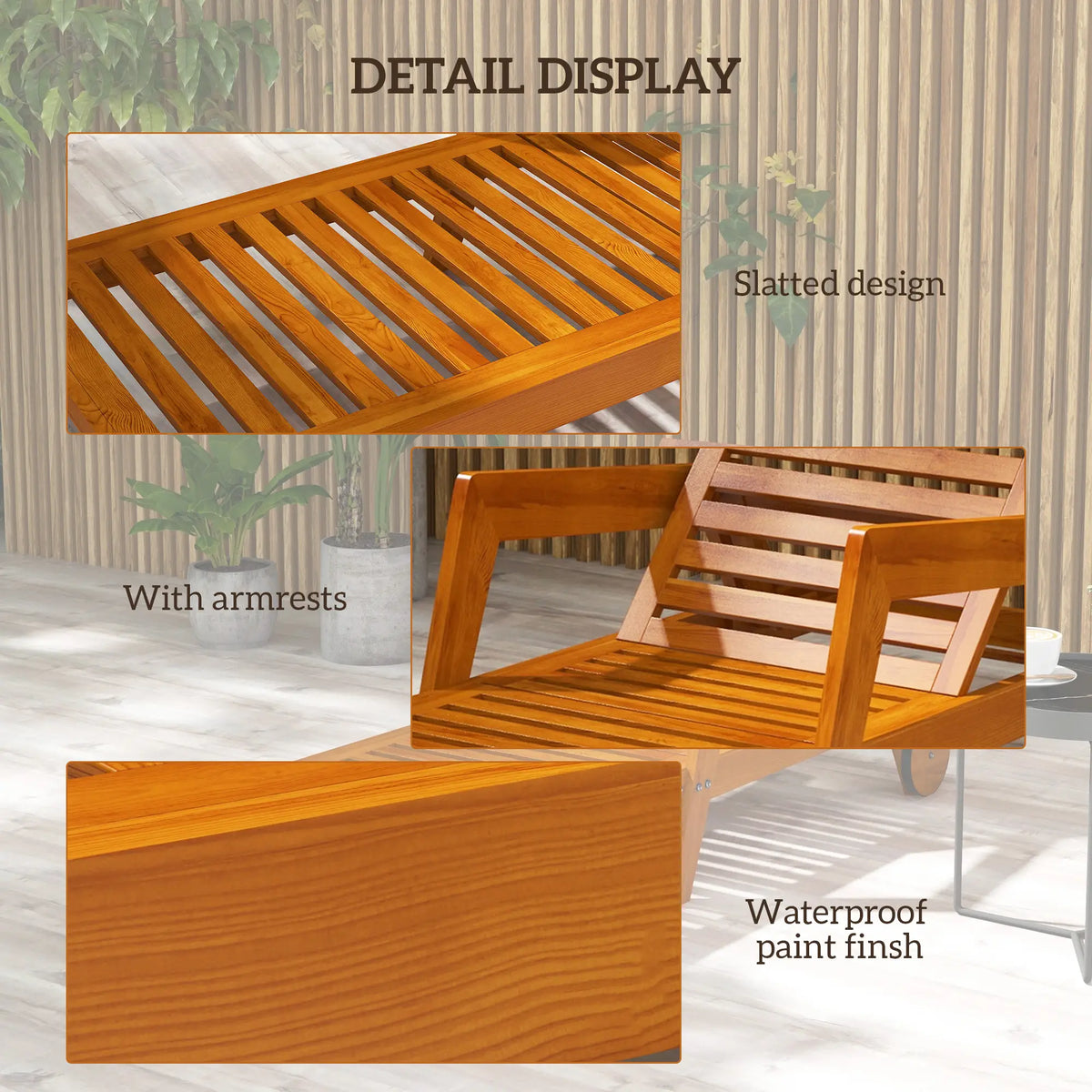 Wood Lounge Chair, 3-Position Adjustable, Orange Lounger Chairs at Gallery Canada