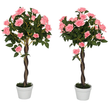 3FT Pink Rose Artificial Plant Set Of 2 In Pot, Indoor Home Decor, Pink Artificial Trees at Gallery Canada