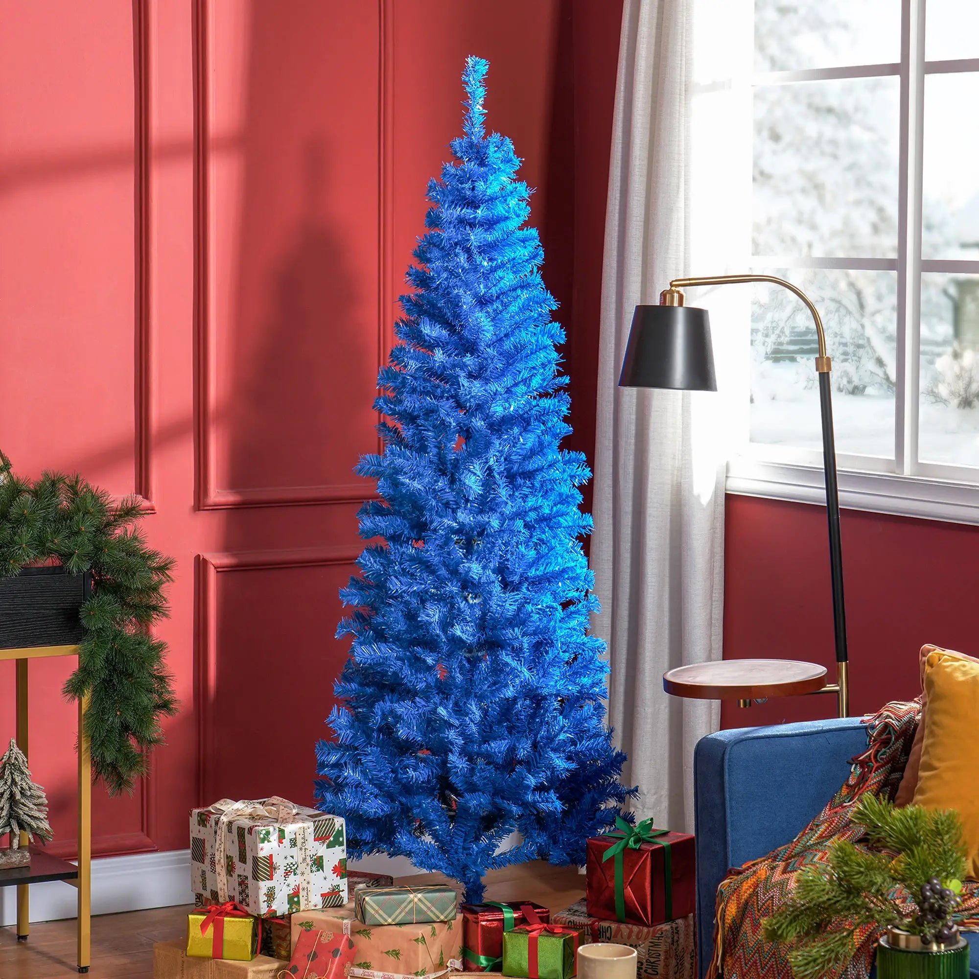 6FT Pencil Christmas Tree, Artificial, Automatic Open, Blue Pencil Christmas Trees at Gallery Canada