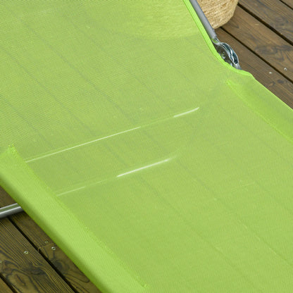 Set of 2 Folding Chaise Lounge Chairs, Outdoor, Reclining, Green