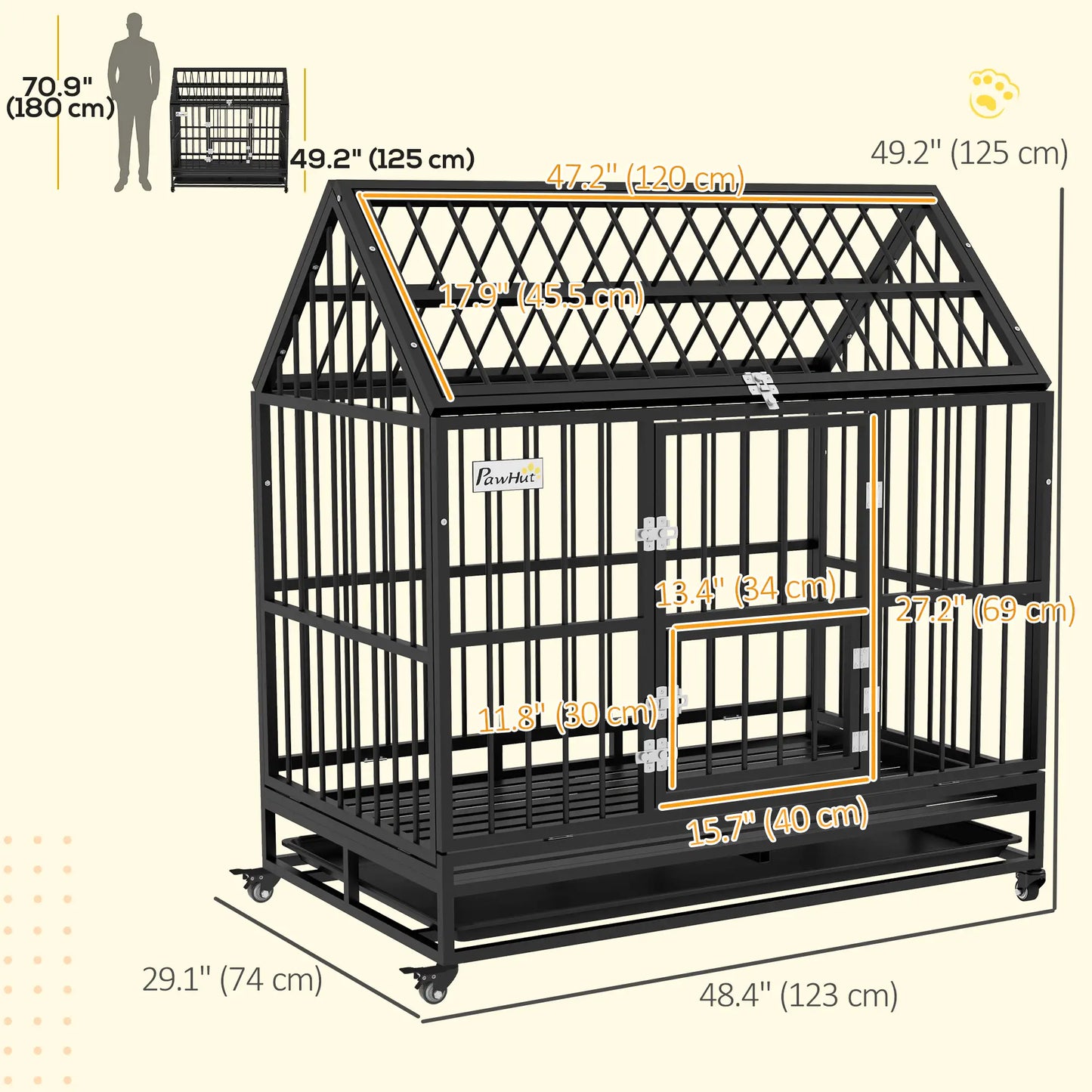 49" Heavy Duty Dog Crate, Removable Tray, Openable Roof, Black Houses, Kennels & Pens at Gallery Canada