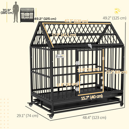 49" Heavy Duty Dog Crate, Removable Tray, Openable Roof, Black Houses, Kennels & Pens at Gallery Canada