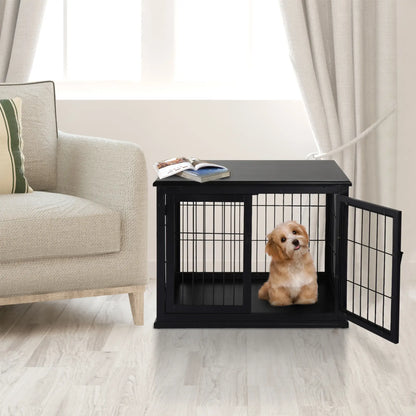26" Wooden Dog Cage, Double Door, Modern Design, Black Houses, Kennels & Pens at Gallery Canada