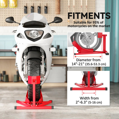 Motorcycle Wheel Chock, 660 lbs Capacity, Heavy Duty Steel, 14"-21" Wheels, Red Bike Parking Stands at Gallery Canada
