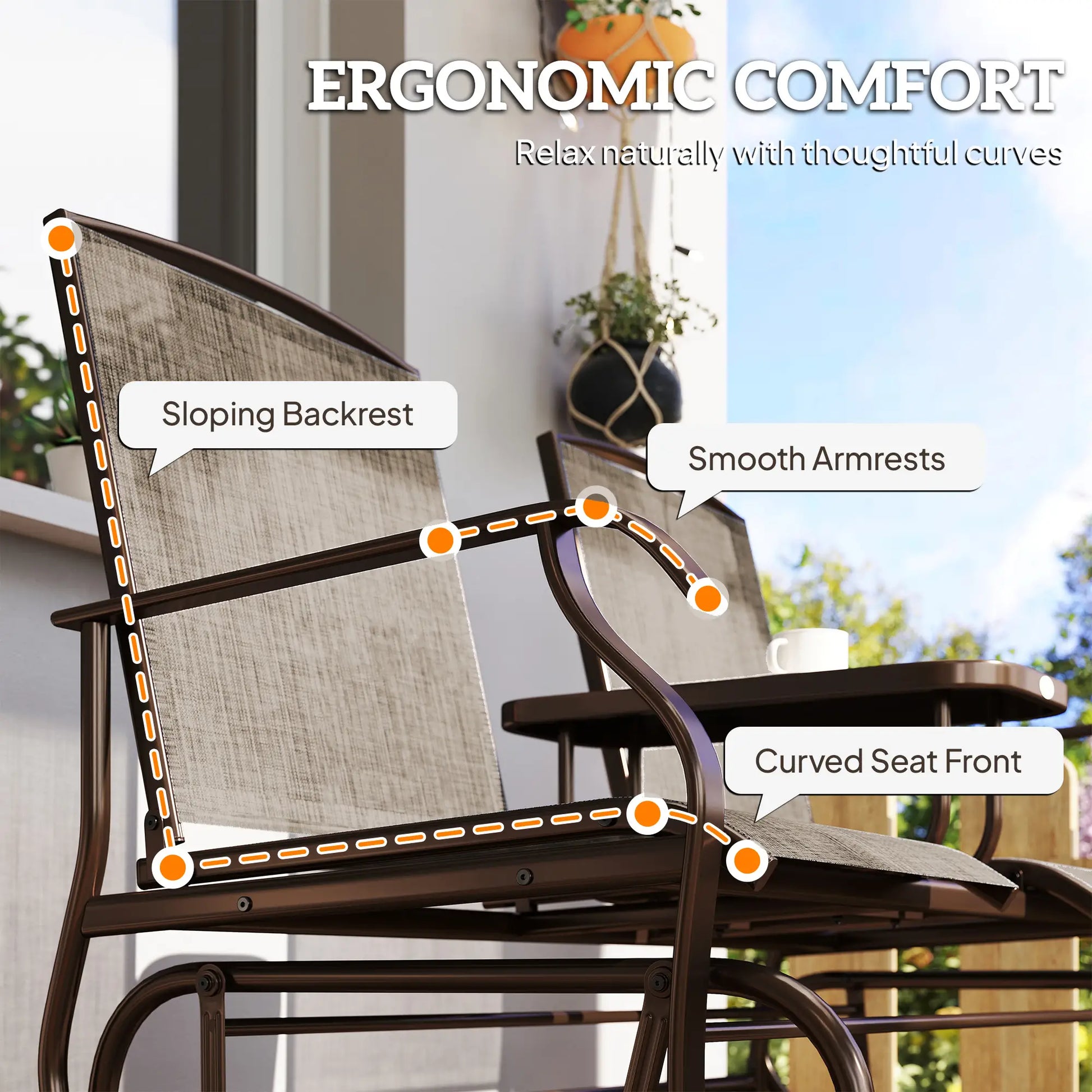 2 Person Patio Glider Rocking Chair, Outdoor Loveseat, Flaxen Outdoor Gliders at Gallery Canada