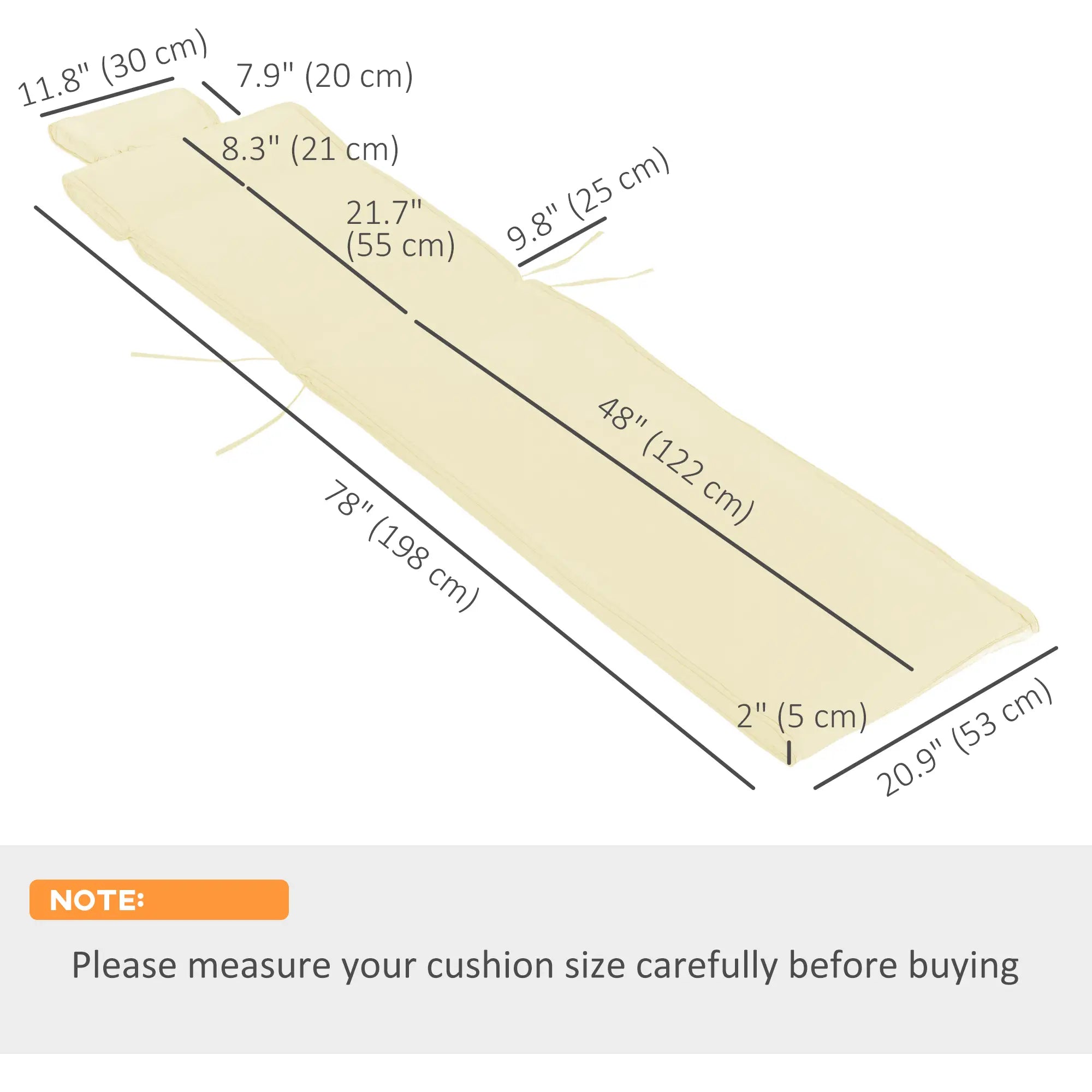 Lounger Chair Cushion, Thick Padded with Headrest, Cream White Patio Chair Cushions at Gallery Canada