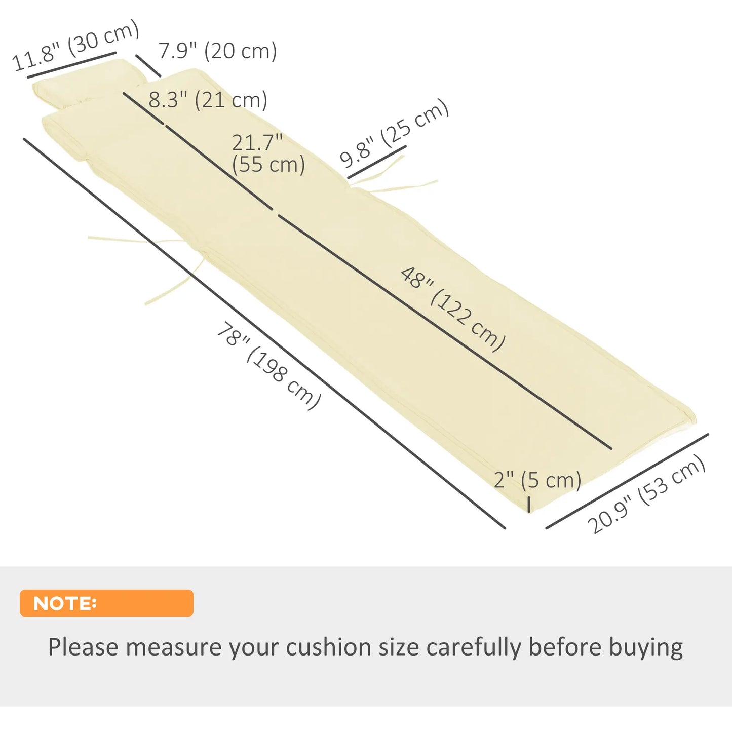 Lounger Chair Cushion, Thick Padded with Headrest, Cream White Patio Chair Cushions at Gallery Canada