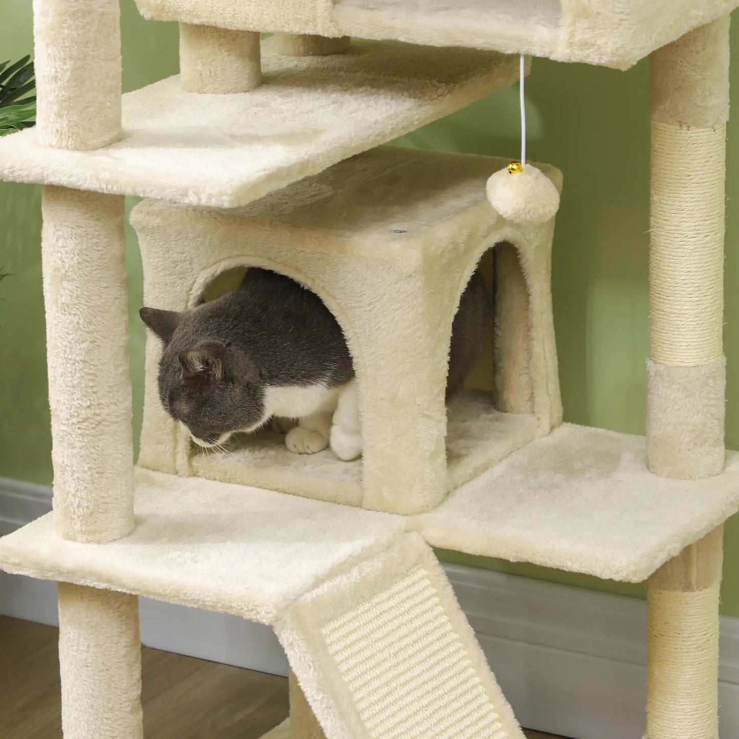 54" Cat Tree, Multi-Level Tower with Scratching Posts, Condos, Beige Cat Towers at Gallery Canada