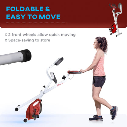 Foldable Exercise Bike with 8 Levels of Magnetic Resistance, Indoor Stationary Bike, X Bike, LCD Monitor, for Cardio Workout, Red at Gallery Canada