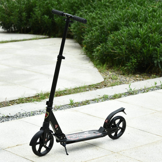 Foldable Kick Scooter Height Adjustable Ride On Bike with Real Wheel Brake, Dual Shock-Absorbing, Kickstand, and 7.75'' Big Wheels For 14+ Teens Adult, Black - Gallery Canada