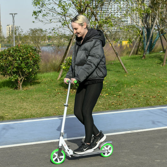 Foldable Kick Scooter with Adjustable Handlebar, Rear Brake, Front Shock-Absorbing and Aluminum Frame for 14 Years Old and Up Teens Adult - Gallery Canada