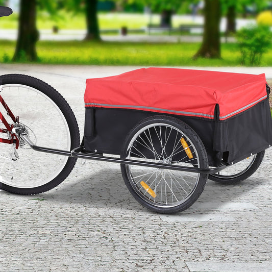 Folding Bicycle Cargo Trailer Cart Carrier Garden Use w/ Quick Release, Cover, Black/Red - Gallery Canada