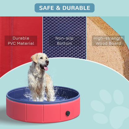 Folding Dog Pool Portable Pet Kiddie Swimming Pool, Outdoor/Indoor Puppy Bath Tub with Nonslip Bottom for Dogs &; Cats, (Φ32", Red) at Gallery Canada