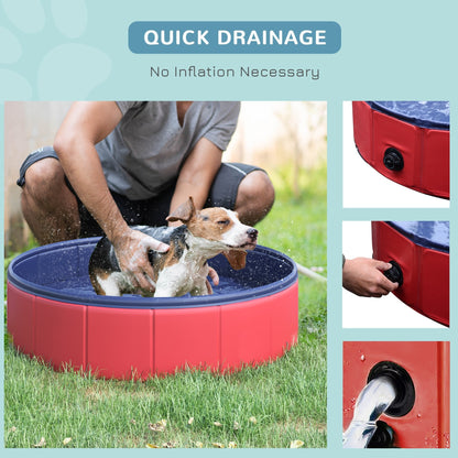 Folding Dog Pool Portable Pet Kiddie Swimming Pool, Outdoor/Indoor Puppy Bath Tub with Nonslip Bottom for Dogs &; Cats, (Φ32", Red) at Gallery Canada